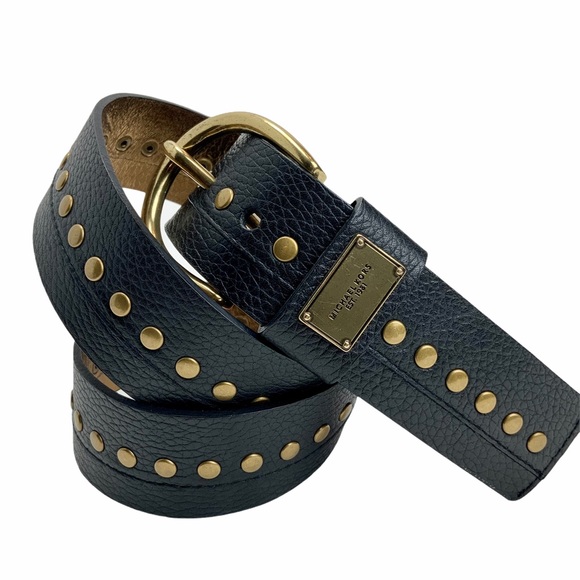 MICHAEL KORS Black Leather Studded Belt. Sz Lg.